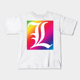 Rainbow White Letter L Kids T-Shirt